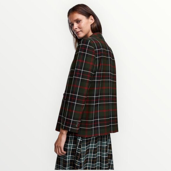 Zara Tartan Plaid Double Breasted Blazer - Picture 4 of 10